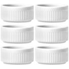 6 Ramekins Tigelas Porcelana 130ml Canelado Germer Branco Molhos Crème Brûlée