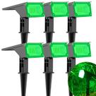 6 Refletor Solar Jardim 6 Leds Verde Amarela 10x Mais Forte Luminária Spot Jardim Sem Fio