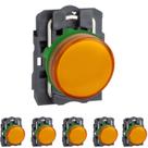 6 Sinalizador Plástico 22mm 250V Lâmpada Amarelo Para Lâmpada Ba9s Schneider