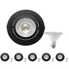 6 Spot Embutir Face Plana PAR30 + Lâmpada LED 10W 3000k E27