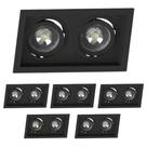 6 Spot Embutir Recuo Duplo Par30 E27 Preto Save Energy