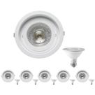 6 Spot Embutir Redondo Recuo PAR30 + 1 Lâmpada LED 10W 3000K E27