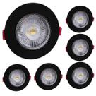 6 Spot LED 5W 6500K Redondo Bivolt Branco-Frio Embutir Preto Fácil Instalação Iluminação