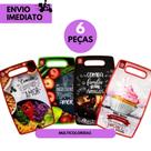 6 Tábuas de Corte PVC Estampada Antiderrapante Cozinha Carnes Legumes Durável