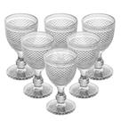 6 Taças de Água Bico De Jaca 300Ml Vidro Wolff