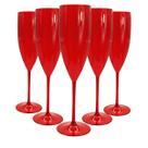 6 Taças De Champanhe Acrílico Cristal Colorido 160 Ml Elegância e Sofisticação Para Sua Festa