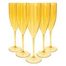 6 Taças De Champanhe Acrílico Cristal Colorido 160 Ml