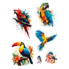 6 Tatuagens Temporárias Tema Aves Tropicais