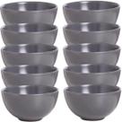 6 Tigelas Bowl 700ml Cinza em Melamina Redonda Sobremesa