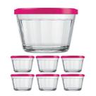 6 Tigelas de Vidro Americano C Tampa Gelatina Papinha 350ml