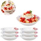 6 Tigelas Melamina 400ml Mesa Branca Floral Decorada Cozinha
