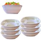 6 Tigelas Saladeira Grande Melamina 1,5L Espiral Luxo Bege