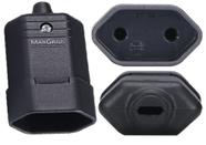 6 Tomada Plug Femea 2 Pinos 10a 180 Graus Preto Margirius