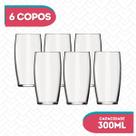6 UN Copos Oca Vidro Transparente Redondo 300ml Durável Nadir