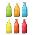 6 un garrafas sortidas de vidro c/tampa inox scotch água 6 un garrafas sortidas de vidro c/tampa inox scotch água