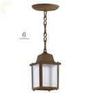 6 Un Luminaria Pendente Externo Colonial Plastico Marrom Alz15