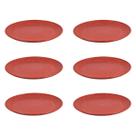 6 UN Prato Lanche Sobremesa Redondo Durável 20cm vermelho