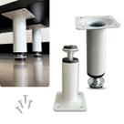 6 Unid. Pés P/ Móveis feito em Aço Branco com Ajuste Altura