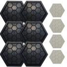 6 Unidades Sextavada Desenhada Estriada 25x25x6 Forma Molde Plastico Concreto Cimento Economico