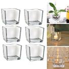 6 Vasos Castiçal De Vidro Quadrado Para Vela Decorativo 70ml