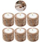 6 Velas Decorativa com Castiçal Tronco Madeira Natural 6 Velas Decorativa com Castiçal Tronco Madeira Natural