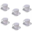 6 Xícara Caneca com Pires Branco Kit em Melamina 200ml
