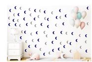 60 adesivos parede lua decorativo cinza claro e azul marinho 5cm