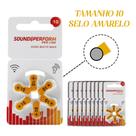 60 Baterias para Aparelho Auditivo SOUND PERFORM tamanho 10 SELO AMARELO