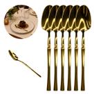 60 Colheres Douradas Inox Sobremesa 14,5cm Premium Luxo