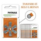 60 Pilhas - 13 Phonak Aparelho Auditivo - Mercury Free - SELO LARANJA