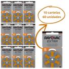 60 Pilhas Auditivas Rayovac Tamanho 13 10 Cartelas