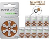 60 Pilhas Baterias aparelhos auditivos Power One tamanho 312 SELO MARROM