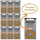 60 Pilhas RAYOVAC para aparelhos auditivos - Tamanho 13(selo Laranja)
