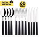 60 Talheres de Inox Cabo Preto 20 Facas 20 Colheres 20 Garfos Residencial Restaurante Hotel Padarias