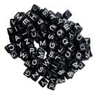 600 Missangas Entremeio Quadrado Preto Letra Branca P/ Colar