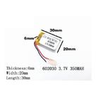 602030 Com 3,7v 350mah E 2 Fios 6mm X 20mm X 30mm -