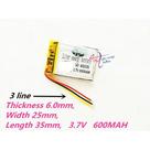 602535 3 Fios 3,7v 6mm X 25mm X 35mm 600mah 602535 3 Fios 3,7v 6mm X 25mm X 35mm 600mah