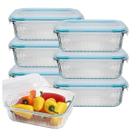 6Pç Pote Retangular Canelado 370ML Marmita Fit Frutas Lanches