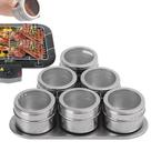 6pcs magnético spice potes portátil de aço inoxidável tempero pode recipientes de armazenamento conjunto
