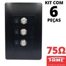 6un Tomada Para Antena De Tv Para Cabo Coaxial Tripla Com Placa Habitat Black FAME