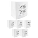 6Und Caixa Sobrepor Tomada Dupla 75mm 2P+T 20A/250V Branco 6Und Caixa Sobrepor Tomada Dupla 75mm 2P+T 20A/250V Branco