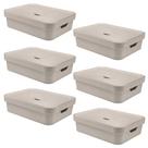 6x Caixa Organizadora Multiuso 16L OU Bege 13x35x45cm