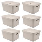 6x Caixa Plastica Multiuso 32L Organizadora OU Cube Bege