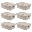 6x Caixa Plastica Multiuso Organizadora 10,5L OU Cube Bege