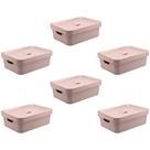 6x Caixa Plastica Multiuso Organizadora 10,5L Ou Cube Rosa