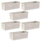 6x Cesto Caixa 3L Organizador OU Flow Bege 9cm x 12cm x 27cm 6x Cesto Caixa 3L Organizador OU Flow Bege 9cm x 12cm x 27cm