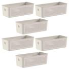 6x Cesto Caixa 3L Organizador OU Flow Bege 9cm x 12cm x 27cm