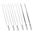 6x Espetos Inox Lâmina 60cm Duplo e Espada P/ Churrasqueira