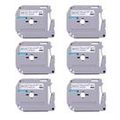 6X Fita adesiva Brother compatível Mk231 cm preta branca 12 mm 0,47 PT-45M-231 Mk-231 M-k231S