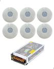 6x hiper led 16w abs azul iluminacao piscina com fonte 10a